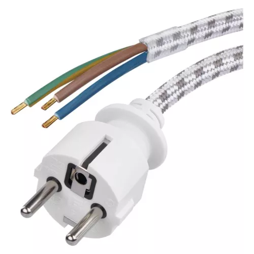 EMOS S00003, Szerelhető vezeték 3x0.75 2.4m fehér fonott