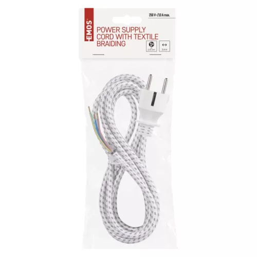 EMOS S00003, Szerelhető vezeték 3x0.75 2.4m fehér fonott