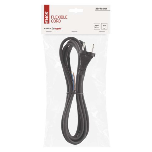 EMOS S03030N, Flexo zsinór gumi/neoprén 2×1mm2, 3m, fekete