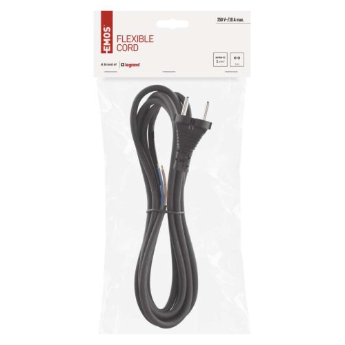 EMOS S03031N, Flexo zsinór gumi/neoprén 2×1mm2, 3m, fekete