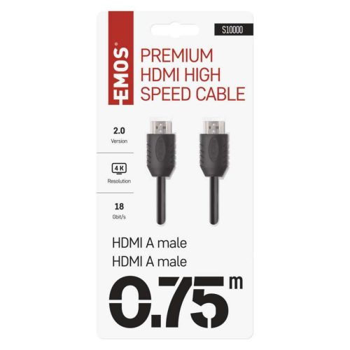 EMOS S10000, HDMI kábel 2.0 A-A dugó 0.75m