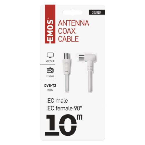 EMOS S31010, Antenna koax kábel 90° 10m