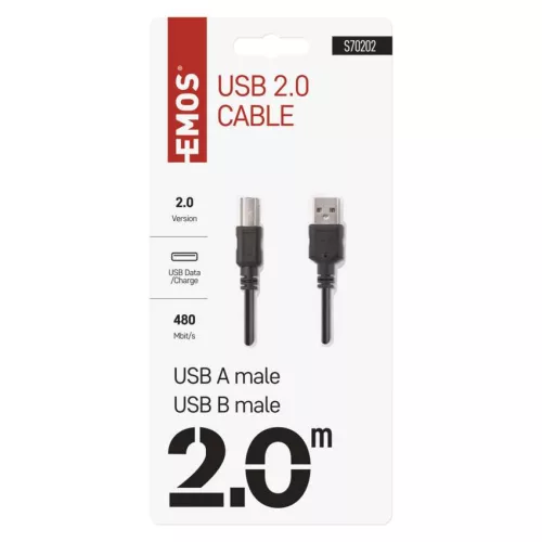 EMOS S70202, USB kábel 2.0 A – B csatlakozó 2m