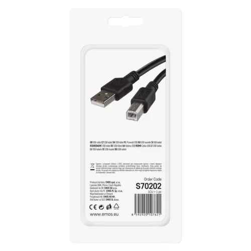EMOS S70202, USB kábel 2.0 A – B csatlakozó 2m