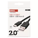 EMOS SM7008BL, Töltő- és adatkábel USB-A 2.0 / micro USB-B 2.0, 2 m, fekete