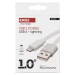 EMOS SM7013W, Töltő- és adatkábel USB-A 2.0 / Lightning MFi, 1 m, fehér