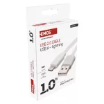 EMOS SM7013W, Töltő- és adatkábel USB-A 2.0 / Lightning MFi, 1 m, fehér