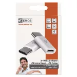 EMOS SM7023, Adapter micro USB-B 2.0 / USB-C 2.0, fehér, 2db