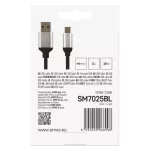 EMOS SM7025BL, Töltő- és adatkábel USB-A 2.0 / USB-C 2.0, 1 m, fekete