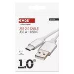 EMOS SM7025W, Töltő- és adatkábel USB-A 2.0 / USB-C 2.0, 1 m, fehér