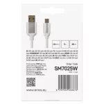 EMOS SM7025W, Töltő- és adatkábel USB-A 2.0 / USB-C 2.0, 1 m, fehér