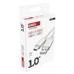 EMOS SM7025W, Töltő- és adatkábel USB-A 2.0 / USB-C 2.0, 1 m, fehér