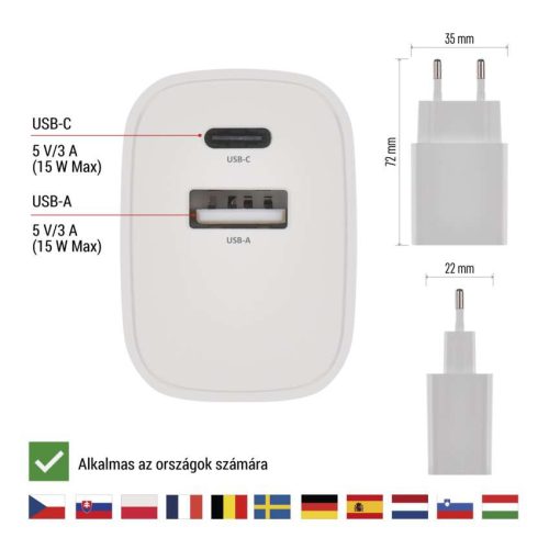 EMOS V02B15, EMOS Univerzális USB töltő BASIC 15 W max.