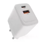 EMOS V02G20 fehér GaN USB töltő 20 W, USB-C és USB-A kimenettel