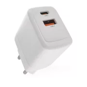 EMOS V02G20 fehér GaN USB töltő 20 W, USB-C és USB-A kimenettel