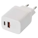 EMOS V02G20 fehér GaN USB töltő 20 W, USB-C és USB-A kimenettel