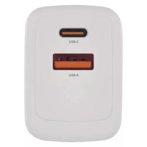 EMOS V02G20 fehér GaN USB töltő 20 W, USB-C és USB-A kimenettel