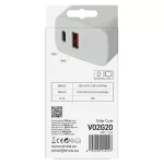 EMOS V02G20 fehér GaN USB töltő 20 W, USB-C és USB-A kimenettel