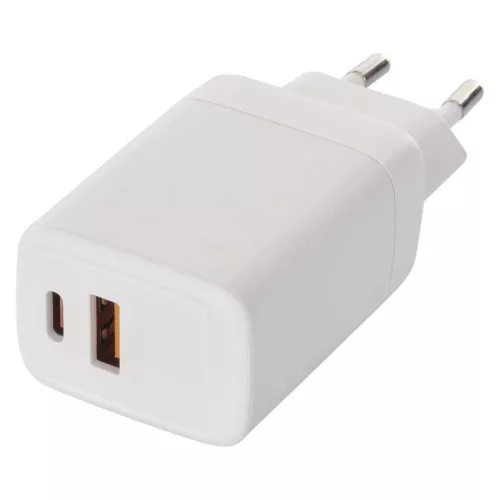 EMOS GaN PD 45 W univerzális USB töltő, fehér, USB-C és USB-A, V04G45