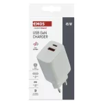 EMOS GaN PD 45 W univerzális USB töltő, fehér, USB-C és USB-A, V04G45