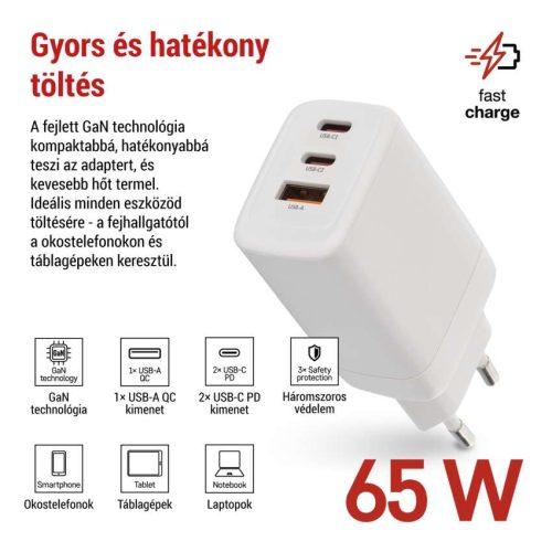 EMOS V05G65, EMOS Univerzális USB töltő GaN PD 65 W max.