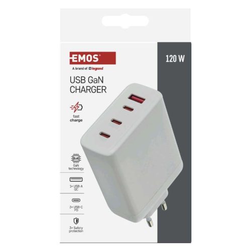 EMOS V06G120, EMOS Univerzális USB töltő GaN PD 120 W max.