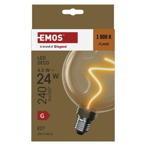 EMOS Z50B11, LED izzó DECO CG125A / E27 / 4,5 W (24 W) / 240 lm / flame