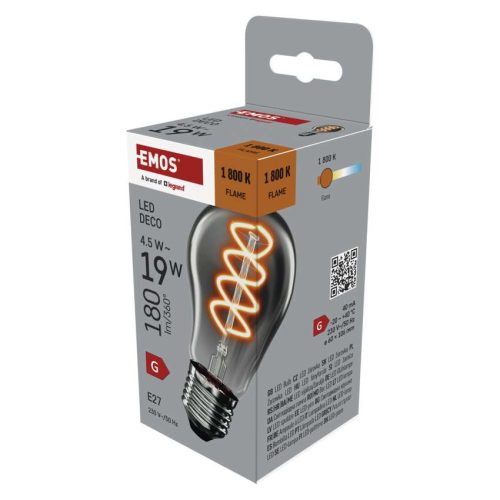EMOS Z55311, LED izzó DECO SMOKED A60 / E27 / 4,5 W (19 W) / 180 lm / flame