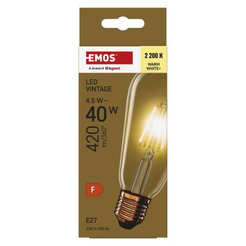 EMOS Z57032, LED izzó Vintage ST64 / E27 / 4,5 W (40 W) / 420 lm / Meleg fehér