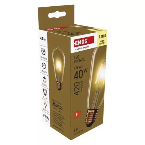 EMOS Z57032, LED izzó Vintage ST64 / E27 / 4,5 W (40 W) / 420 lm / Meleg fehér