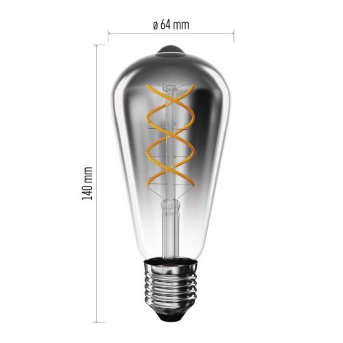 EMOS Z57311, LED izzó DECO SMOKED ST64 / E27 / 4,5 W (19 W) / 180 lm / flame