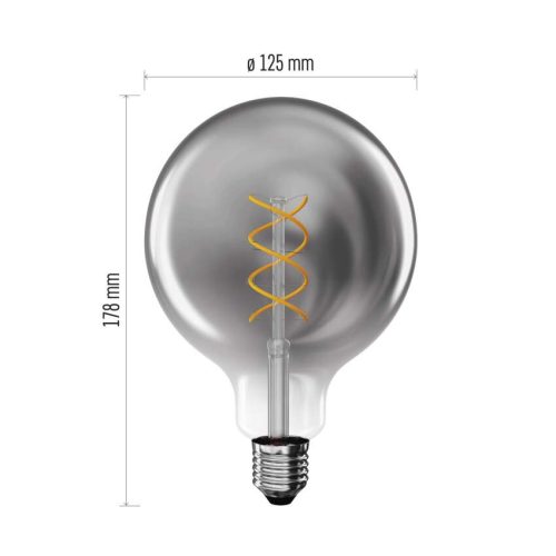 EMOS Z58311, LED izzó DECO SMOKED G125 / E27 / 4,5 W (19 W) / 180 lm / flame