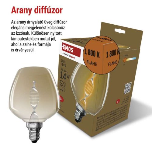 EMOS Z59D01, LED izzó DECO S123 / E27 / 3,5 W (14 W) / 130 lm / flame