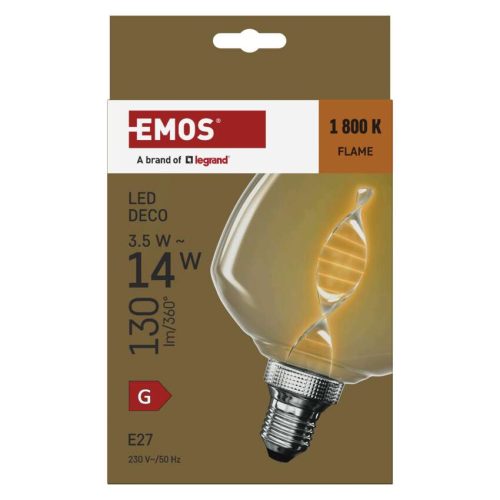 EMOS Z59D01, LED izzó DECO S123 / E27 / 3,5 W (14 W) / 130 lm / flame