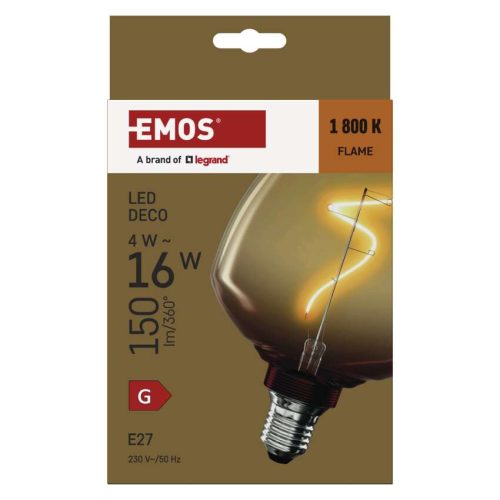 EMOS Z59G01, LED izzó DECO S123/ E27 / 4 W (16 W) / 150 lm / flame