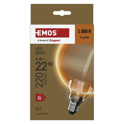 EMOS Z5BO11, LED izzó DECO G130OA / E27 / 4 W (22 W) / 220 lm / flame