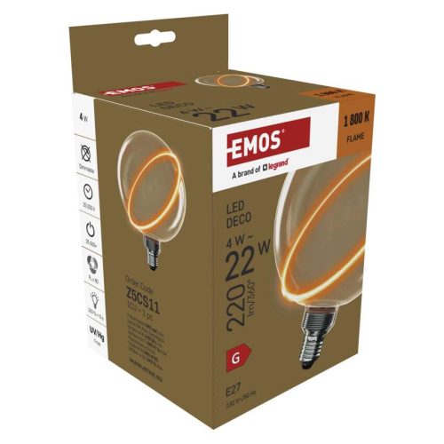 EMOS Z5CS11, LED izzó DECO G130SRA / E27 / 4 W (22 W) / 220 lm / flame