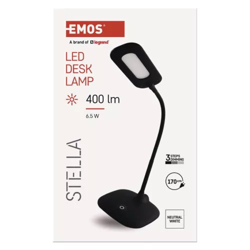 EMOS Stella fekete LED asztali lámpa, Z7602B