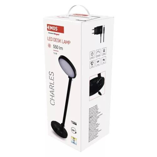 EMOS Z7628B, Charles LED asztali lámpa, fekete