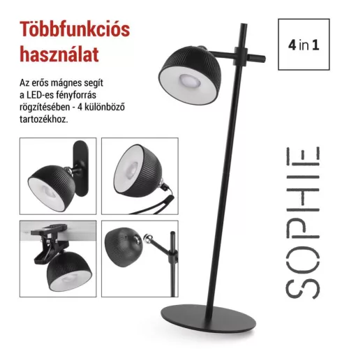 EMOS Sophie fekete újratölthető LED asztali lámpa, Z7635B