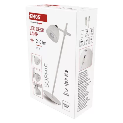 EMOS Z7635W, Sophie LED asztali lámpa, újratölthető, fehér