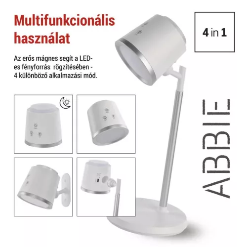 EMOS Abbie fehér újratölthető LED asztali lámpa, Z7636W