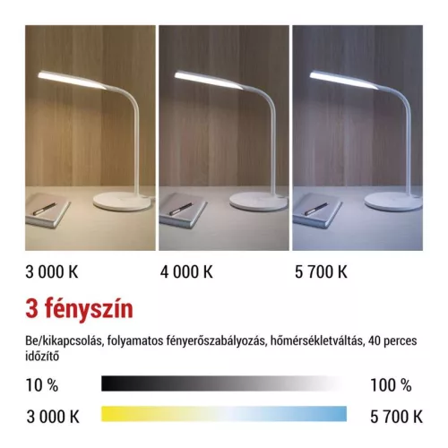 EMOS Oscar fehér LED asztali lámpa vezetékmentes töltéssel, Z7637W