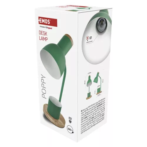 EMOS Z7640GR, EMOS Poppy asztali lámpa E27 IP20, zöld