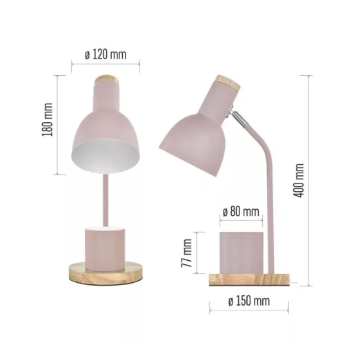 EMOS Poppy rózsaszín asztali lámpa E27 foglalattal és tolltartóval, Z7640P