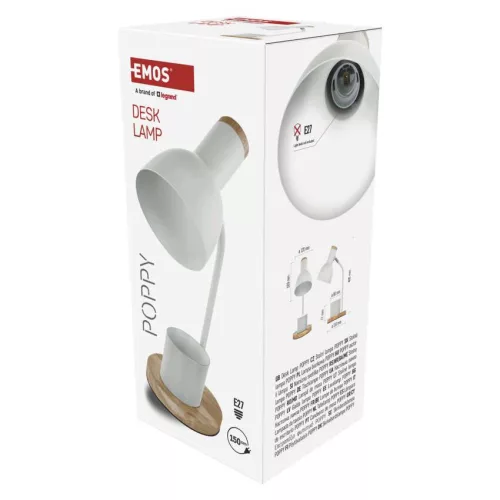 EMOS Z7640W, EMOS Poppy asztali lámpa E27 IP20, fehér