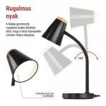 EMOS Tara fekete LED asztali lámpa hajlékony nyakkal, Z7641B