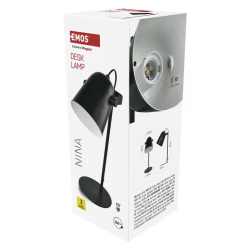 EMOS Z7642B, EMOS Nina asztali lámpa E27 IP20, fekete