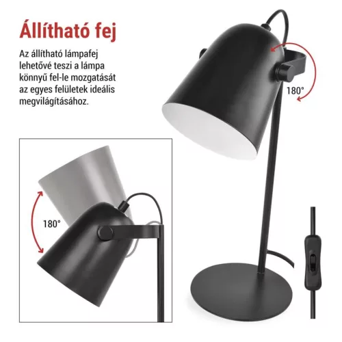 EMOS Z7642B, EMOS Nina asztali lámpa E27 IP20, fekete