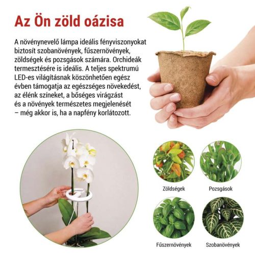 EMOS Z7902, LED növénynevelő lámpa, teljes spektrum, 39 LED, beltéri, időzítővel, dimmelhető